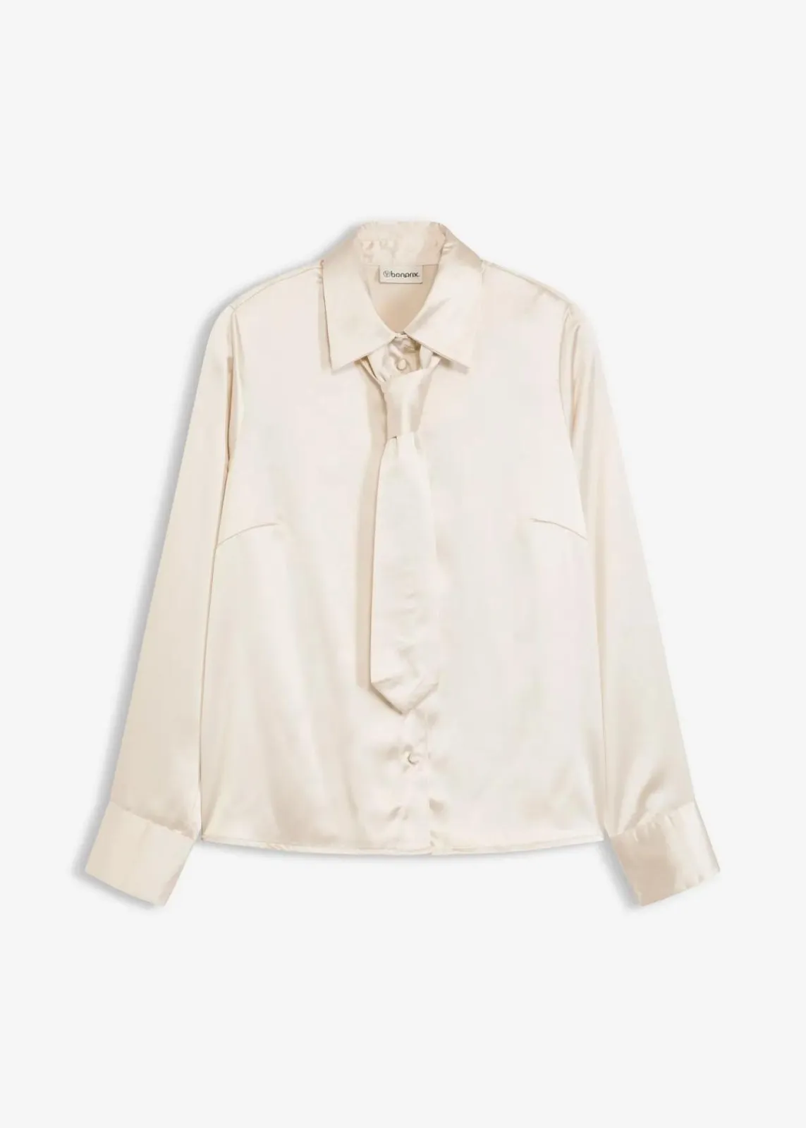 bonprix Blusen & Tuniken|Bekleidung·Jacken & Mäntel|Satinbluse mit abnehmbarer Krawatte (2-tlg.) naturbeige