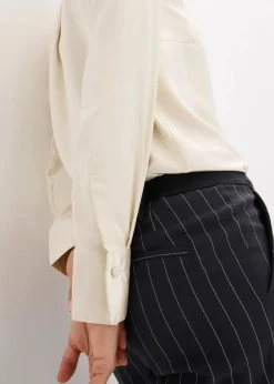 bonprix Blusen & Tuniken|Bekleidung·Jacken & Mäntel|Satinbluse mit abnehmbarer Krawatte (2-tlg.) naturbeige