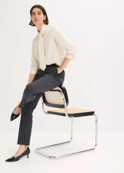 bonprix Blusen & Tuniken|Bekleidung·Jacken & Mäntel|Satinbluse mit abnehmbarer Krawatte (2-tlg.) naturbeige