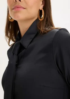 bonprix Bekleidung·Jacken & Mäntel|Blusen & Tuniken|Satinbluse mit abnehmbarer Krawatte (2-tlg.) schwarz