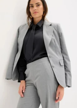 bonprix Bekleidung·Jacken & Mäntel|Blusen & Tuniken|Satinbluse mit abnehmbarer Krawatte (2-tlg.) schwarz