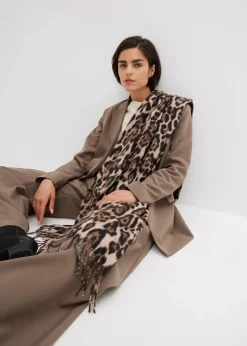 bonprix Schals & Tücher|Schuhe & Accessoires In Spezialgrößen·Tücher & Ponchos|Schal schwarz/braun leo bedruckt