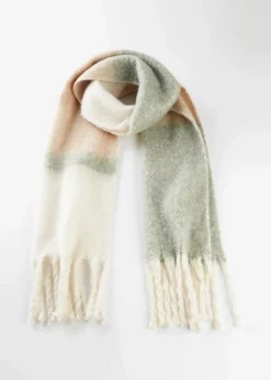 bonprix Schals & Tücher|Schuhe & Accessoires In Spezialgrößen·Tücher & Ponchos|Schal beige/sesam/moosgrün gestreift