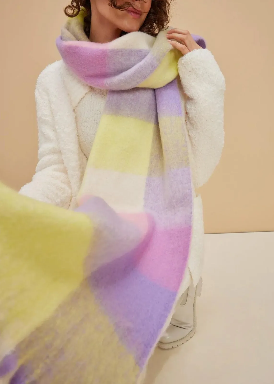 bonprix Schals & Tücher|Schuhe & Accessoires In Spezialgrößen·Tücher & Ponchos|Schal rosapink/cremeweiß/softlila/mintgrün kariert