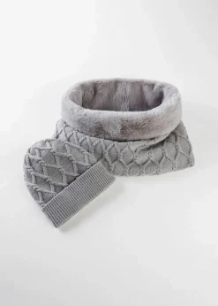 bonprix Schuhe & Accessoires In Spezialgrößen·Tücher & Ponchos|Schals & Tücher|Schal und Mütze (2-tlg.Set) stahlgrau