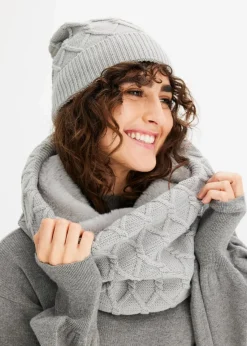 bonprix Schuhe & Accessoires In Spezialgrößen·Tücher & Ponchos|Schals & Tücher|Schal und Mütze (2-tlg.Set) stahlgrau