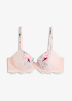 bonprix Große Cups D-H|Bhs|Schalen-BH aus glänzendem Material hellrosa geblümt