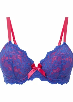 bonprix Wäsche·Dessous|Wäsche·Große Cups D-H|Schalen-BH aus recycelter Spitze edelsteinblau/pinklady