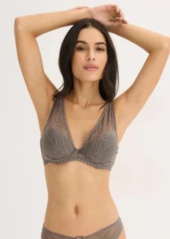 bonprix Wäsche·Dessous|Wäsche·Große Cups D-H|Schalen-BH aus zartes Spitze granitgrau