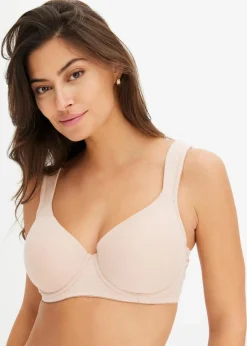 bonprix Große Cups D-H|Nachhaltigere Materialien|Schalen-BH mit Bügel mit Bio-Baumwolle (2er Pack) schwarz + mattbeige