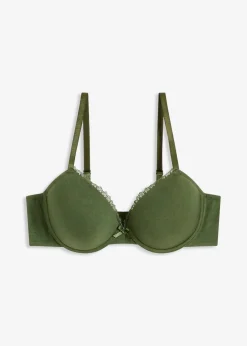 bonprix Große Cups D-H|Nachhaltigere Materialien|Schalen-BH mit Bügel mit Bio-Baumwolle dunkelkhaki