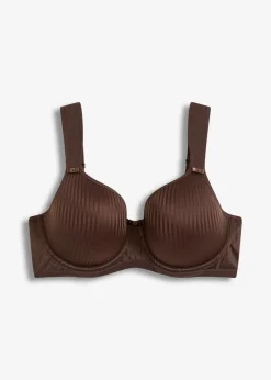 bonprix Große Cups D-H|Nachhaltigere Materialien|Schalen-BH mit geolsterten Tägern und Glanzeffekt dunkelbraun gestreift