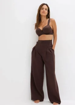 bonprix Große Cups D-H|Nachhaltigere Materialien|Schalen-BH mit geolsterten Tägern und Glanzeffekt dunkelbraun gestreift