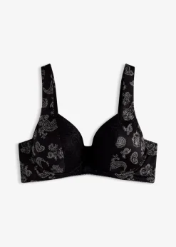 bonprix Wäsche·Dessous|Wäsche·Große Cups D-H|Schalen-BH mit gepolsterten Trägern schwarz paisley