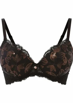bonprix Große Cups D-H|Bhs|Schalen-BH mit schimmerndem Effekt schwarz/kupfer