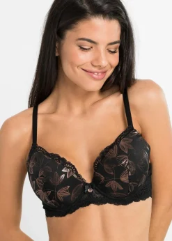 bonprix Große Cups D-H|Bhs|Schalen-BH mit schimmerndem Effekt schwarz/kupfer