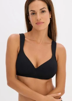 bonprix Wäsche·Baumwollunterwäsche|Wäsche·Große Cups D-H|Schalen-BH ohne Bügel mit Bio-Baumwolle (2er Pack) schwarz + mattbeige
