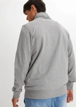 Schalkragen-Sweatshirt mit Lederimitat Details|bonprix Sale