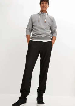 Schalkragen-Sweatshirt mit Lederimitat Details|bonprix Sale