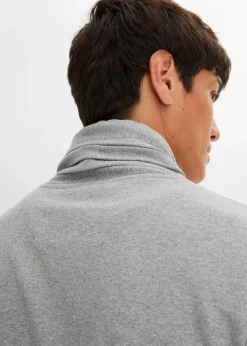 Schalkragen-Sweatshirt mit Lederimitat Details|bonprix Sale