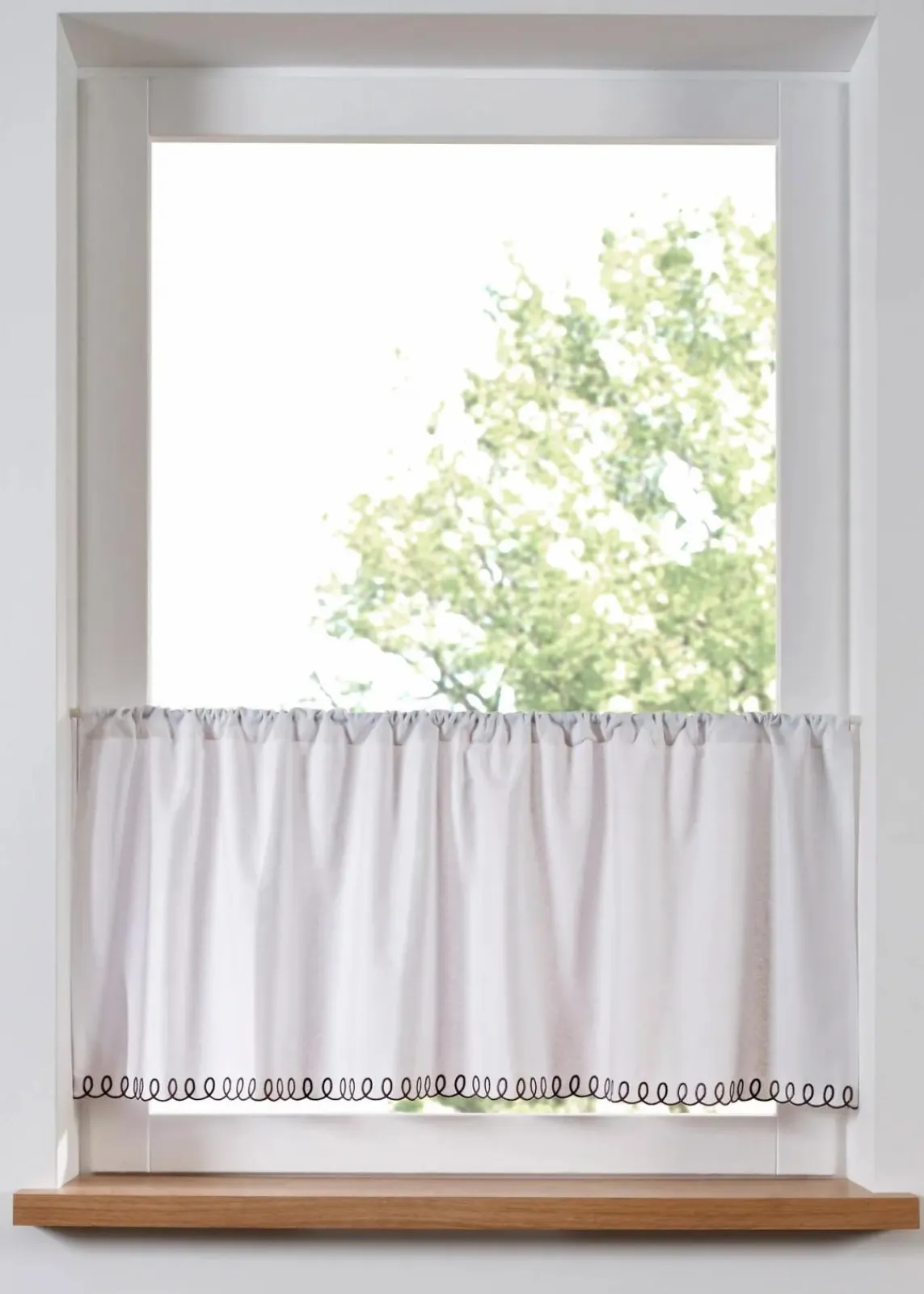 bonprix Scheibengardinen|Scheibengardine aus Bio Baumwolle weiß/grau