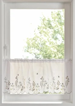 Scheibengardine mit Blumen Stickerei|bonprix Outlet