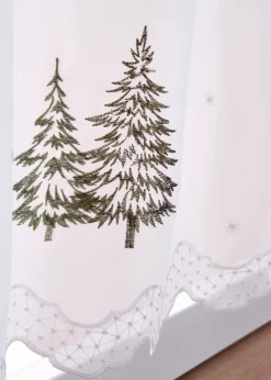 bonprix Scheibengardinen|Weihnachtsdeko & -Textilien·Gardinen|Scheibengardine mit Tannenbaum Stickerei weiß/grün
