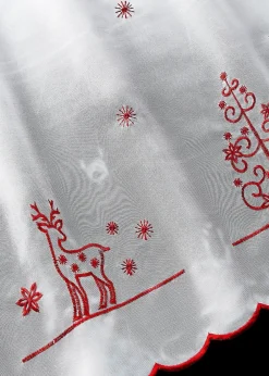 bonprix Scheibengardinen|Weihnachtsdeko & -Textilien·Gardinen|Scheibengardine mit Tannenbaumstickerei weiß/rot
