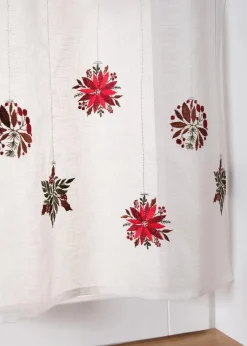 bonprix Scheibengardinen|Weihnachtsdeko & -Textilien·Gardinen|Scheibengardine mit weihnachtlicher Stickerei weiß/rot