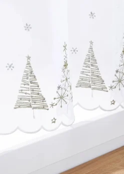 bonprix Scheibengardinen|Weihnachtsdeko & -Textilien·Gardinen|Scheibengardine mit weihnachtlicher Stickerei weiss