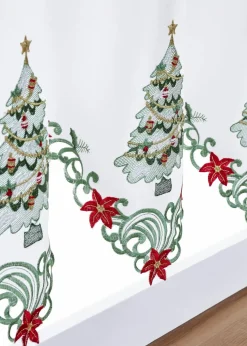 bonprix Scheibengardinen|Weihnachtsdeko & -Textilien·Gardinen|Scheibengardine mit weihnachtlicher Stickerei weiß/grün/rot