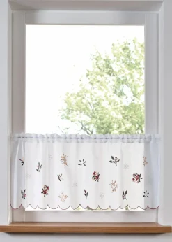 bonprix Scheibengardinen|Weihnachtsdeko & -Textilien·Gardinen|Scheibengardine mit winterlicher Stickerei weiß/bunt