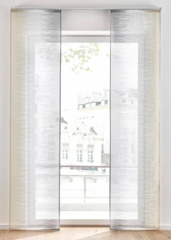 bonprix Schiebegardinen|Schiebegardine mit Druck mit recyceltem Polyester (2er Pack) grau/sand