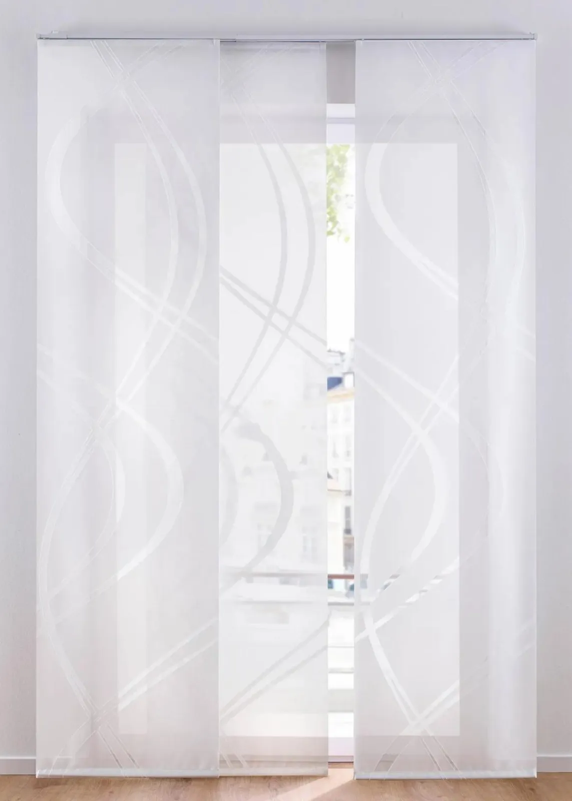 bonprix Schiebegardinen|Schiebegardinen Set mit Scherli Musterung wollweiß