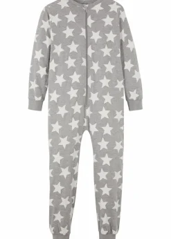 bonprix Jungen·Nachtwäsche|Mädchen·Nachtwäsche|Schlafoverall mit weicher Bio-Baumwolle hellgrau meliert