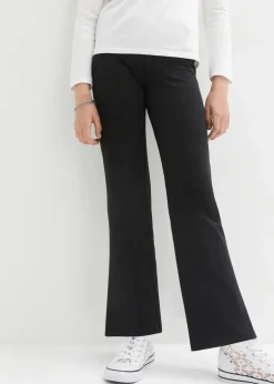 bonprix Mädchen 9-16 Jahre·Hosen & Leggings|Mädchen 2-8 Jahre·Nachhaltigere Materialien|Schlaghose aus Bio-Baumwoll-Mix mit seitlichen Schlitzen schwarz