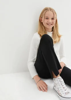 bonprix Mädchen 9-16 Jahre·Hosen & Leggings|Mädchen 2-8 Jahre·Nachhaltigere Materialien|Schlaghose aus Bio-Baumwoll-Mix mit seitlichen Schlitzen schwarz