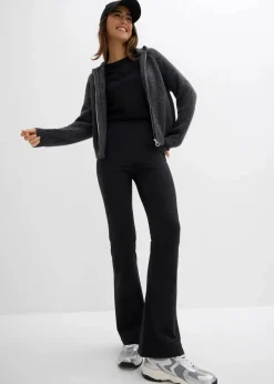 bonprix Basics|Hosen|Schlaghose aus Bio-Baumwolle mit Stretch schwarz