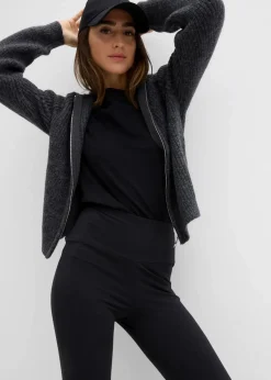 bonprix Basics|Hosen|Schlaghose aus Bio-Baumwolle mit Stretch schwarz