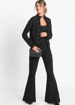 bonprix Bekleidung·Kleider|Hosen|Schlaghose aus Punto di Roma schwarz