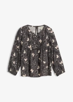 bonprix Mädchen 2-8 Jahre·Shirts & Blusen|Schlupfbluse aus fließender Viskose anthrazit bedruckt