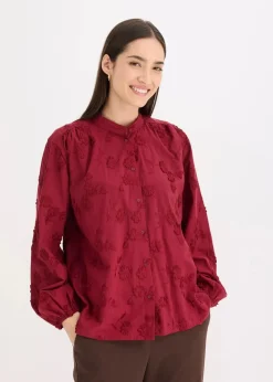 bonprix Bekleidung·Jacken & Mäntel|Blusen & Tuniken|Schlupfbluse aus reiner Baumwolle pflaumenrot