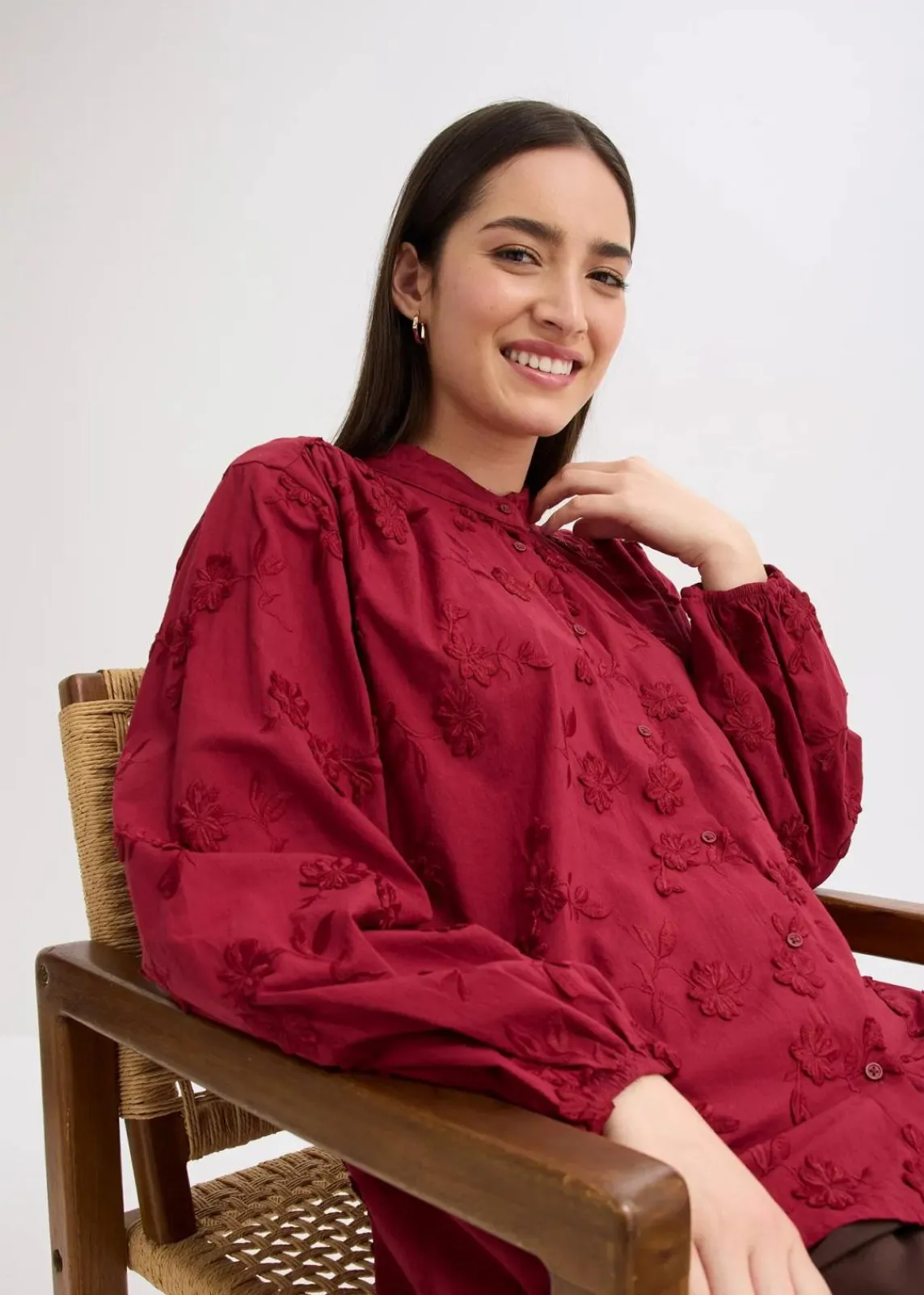 bonprix Bekleidung·Jacken & Mäntel|Blusen & Tuniken|Schlupfbluse aus reiner Baumwolle pflaumenrot