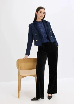 bonprix Blusen & Tuniken|Bekleidung·Jacken & Mäntel|Schlupfbluse mit Pailletten dunkelblau