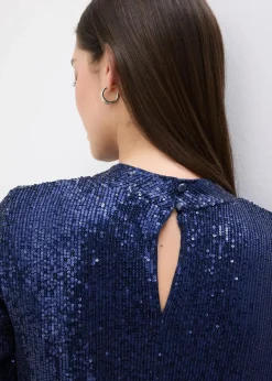 bonprix Blusen & Tuniken|Bekleidung·Jacken & Mäntel|Schlupfbluse mit Pailletten dunkelblau