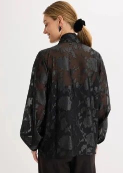 bonprix Bekleidung·Jacken & Mäntel|Festliche Mode|Schlupfbluse mit Stickerei schwarz