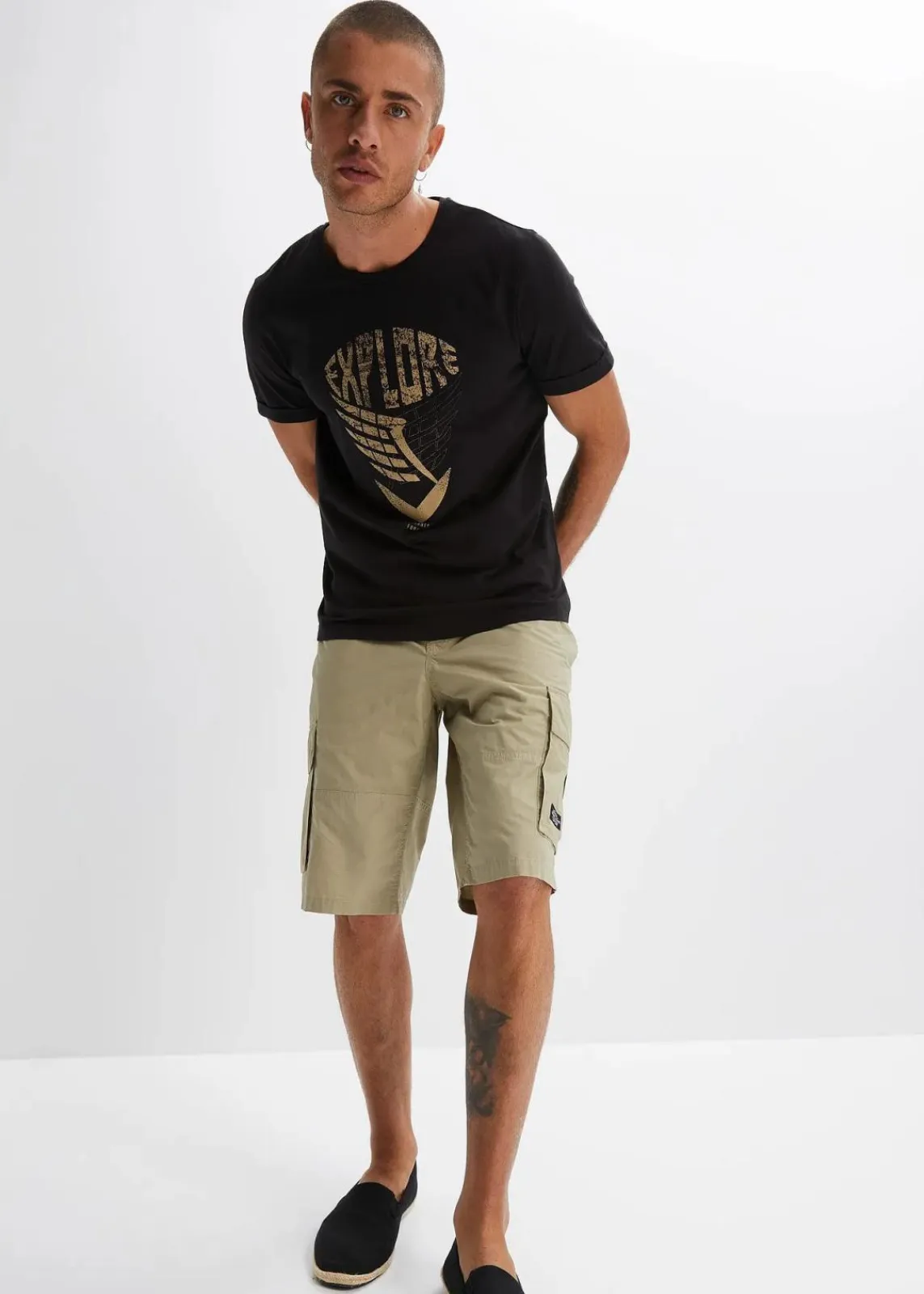 bonprix Große Größen|Shorts|Schlupf-Cargo-Bermuda, Regular Fit new khaki