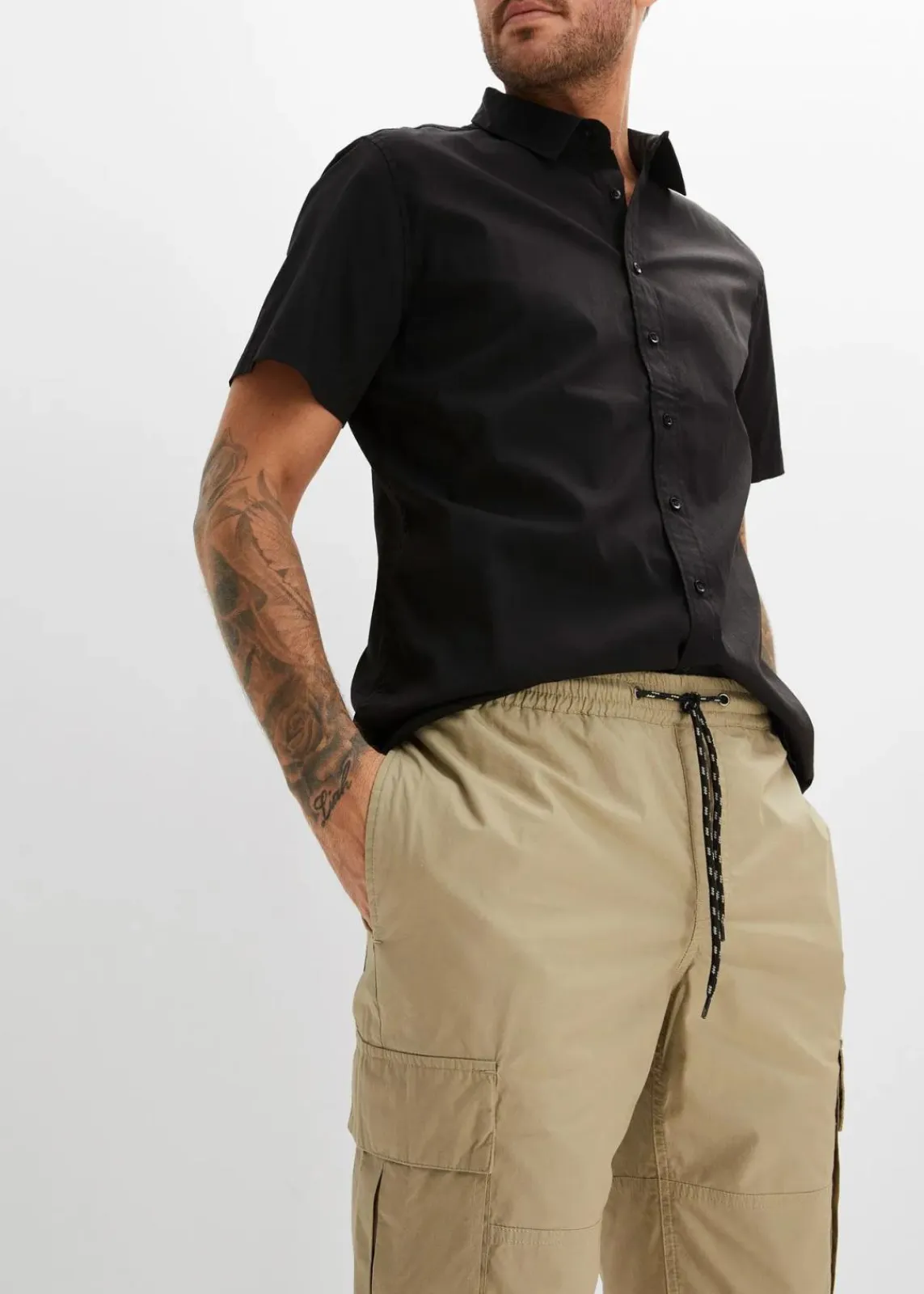 bonprix Große Größen|Shorts|Schlupf-Cargo-Bermuda, Regular Fit new khaki