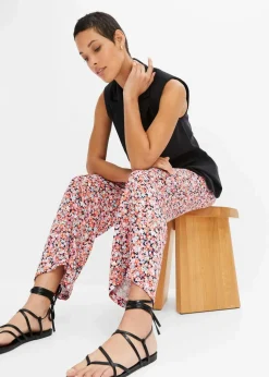 bonprix Bekleidung·Kleider|Hosen|Schlupfhose aus reiner Viskose orange/mint floral