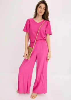 bonprix Bekleidung·Kleider|Hosen|Schlupfhose aus fließender Viskose fuchsia